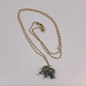 J CREW Green Enamel Elephant Pendant Necklace